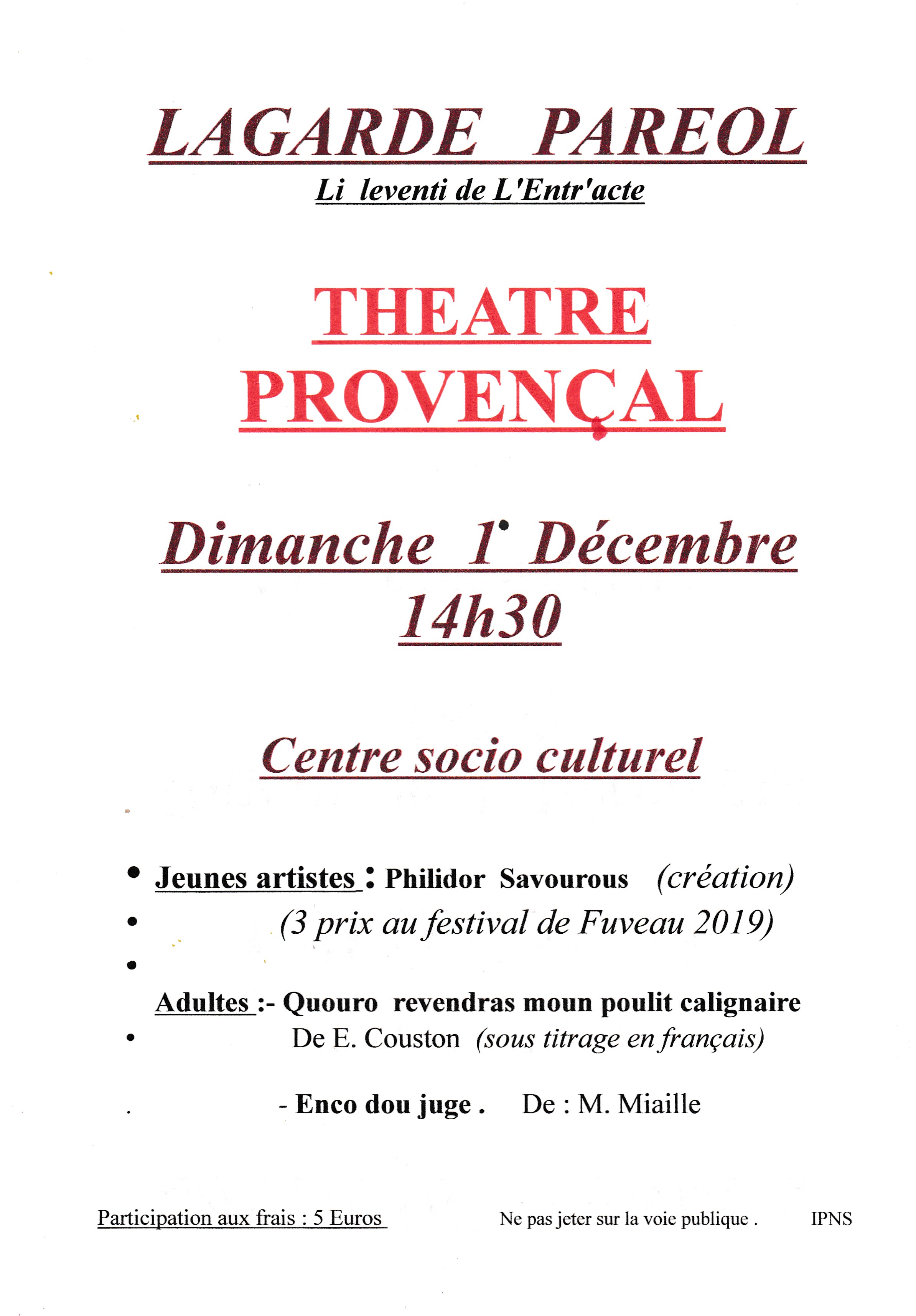 Theatre provencal decembre 2019